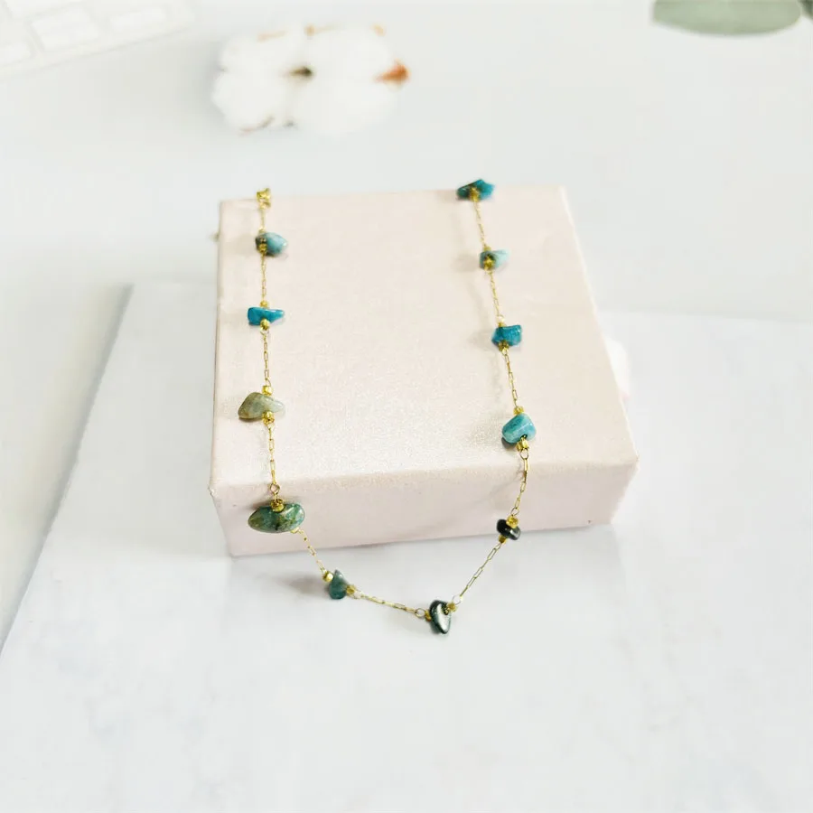 2024 summer women natural stones stainless steel gold plated 7 colors  necklaces