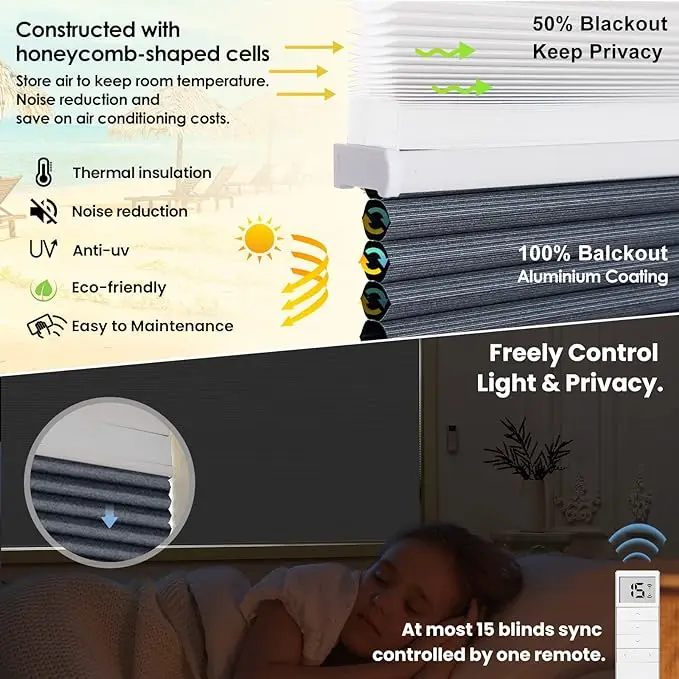 Easy Fit Waterproof Honeycomb Blinds Cellular Shades Blackout Blinds Persilux Honeycomb Blinds