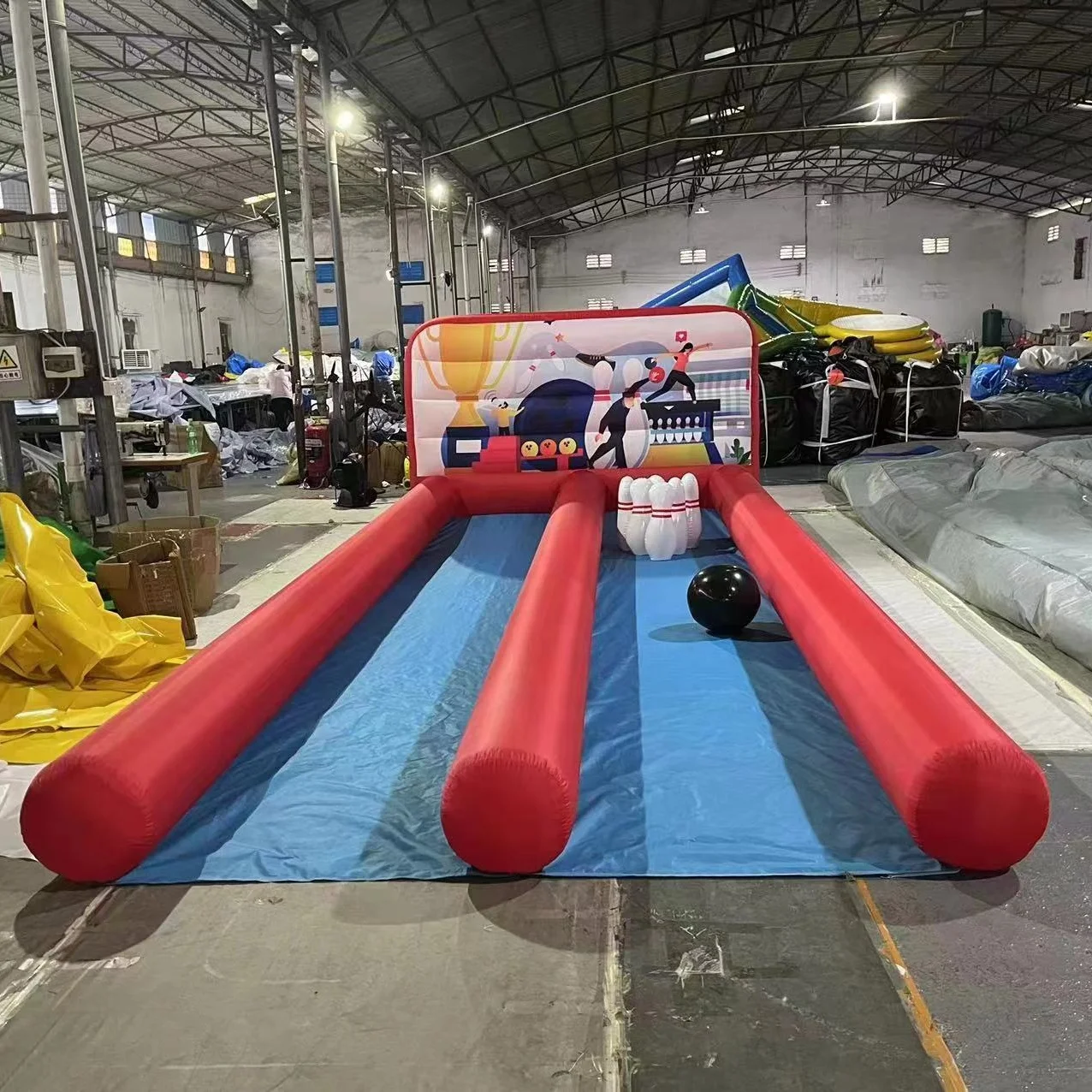 hot sale double lane inflatable bowling alley game with best quality