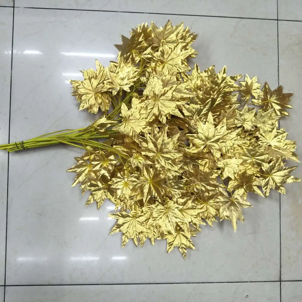 Silver artificial maple leaves for tree decoration