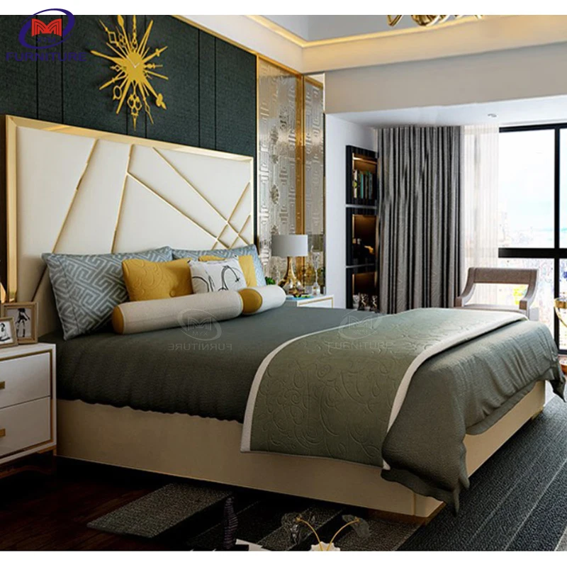 
Luxury bedroom set furniture king size modern Leather bed furniture set luxury beds 