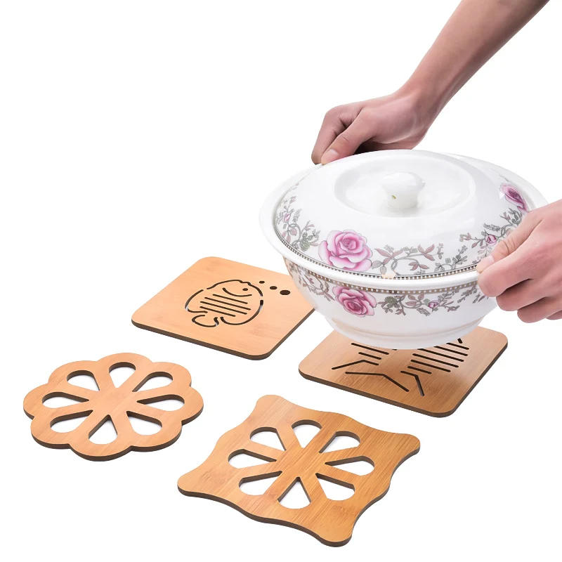 Household bamboo tablemat thermal insulation mat table mat square round bowl cup mat