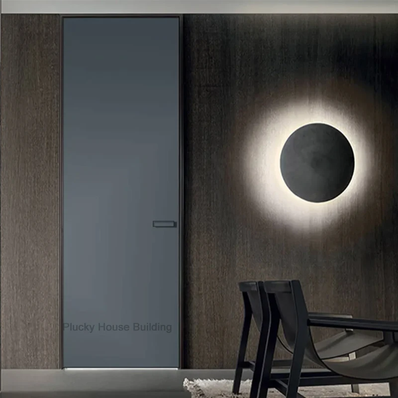 Modern flush design frameless interior wooden door hidden door 