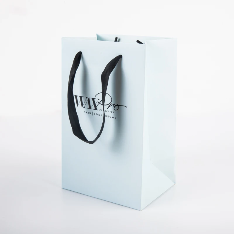 Custom Logo Printed Personalized Pink Retail Clothing Packaging Shopping Pink Gift Paper Bag with ribbon handle