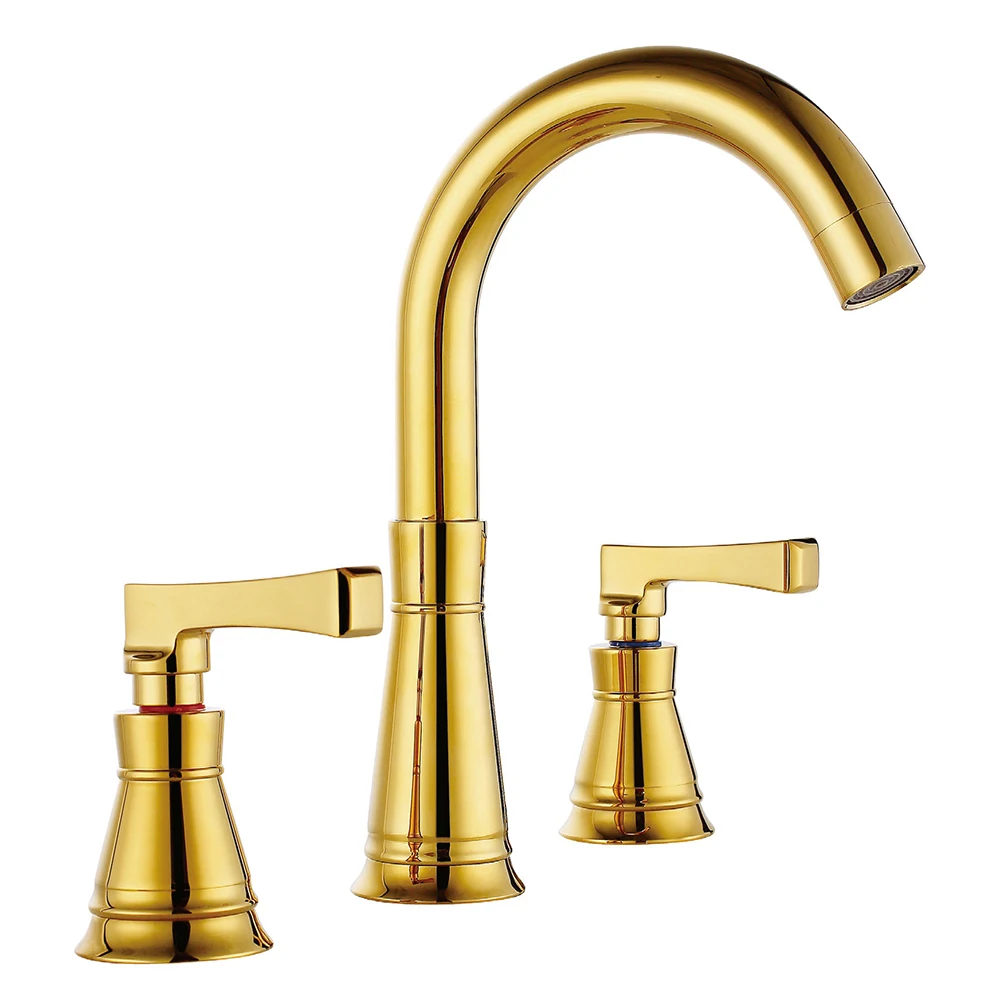 China Manufacturer Deck Mounted  Bathroom Brass Faucet Golden Painting Basin Faucet For Wholesale