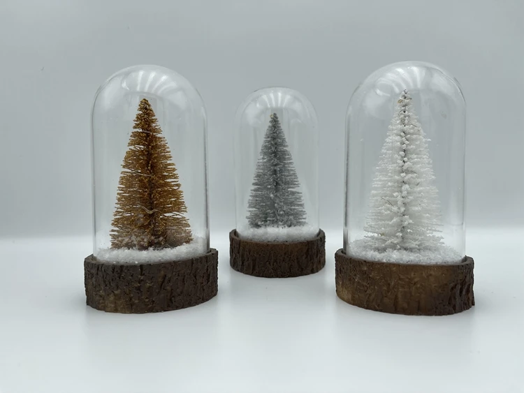 White Christmas Tree LED glass dome Christmas gift home decoration For Sale