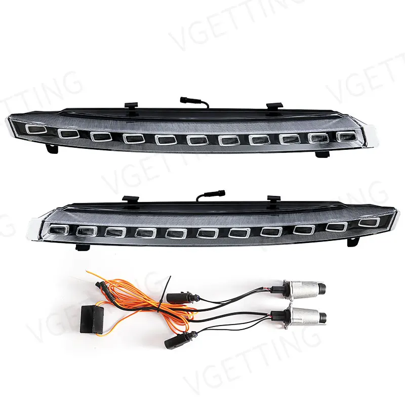 For Audi Q7 2010 2011 2012 2013 2014 2015 LED DRL Daytime Running Lights Dynamic Yellow Turn Signal Daylight Fog Head Lamp Cover