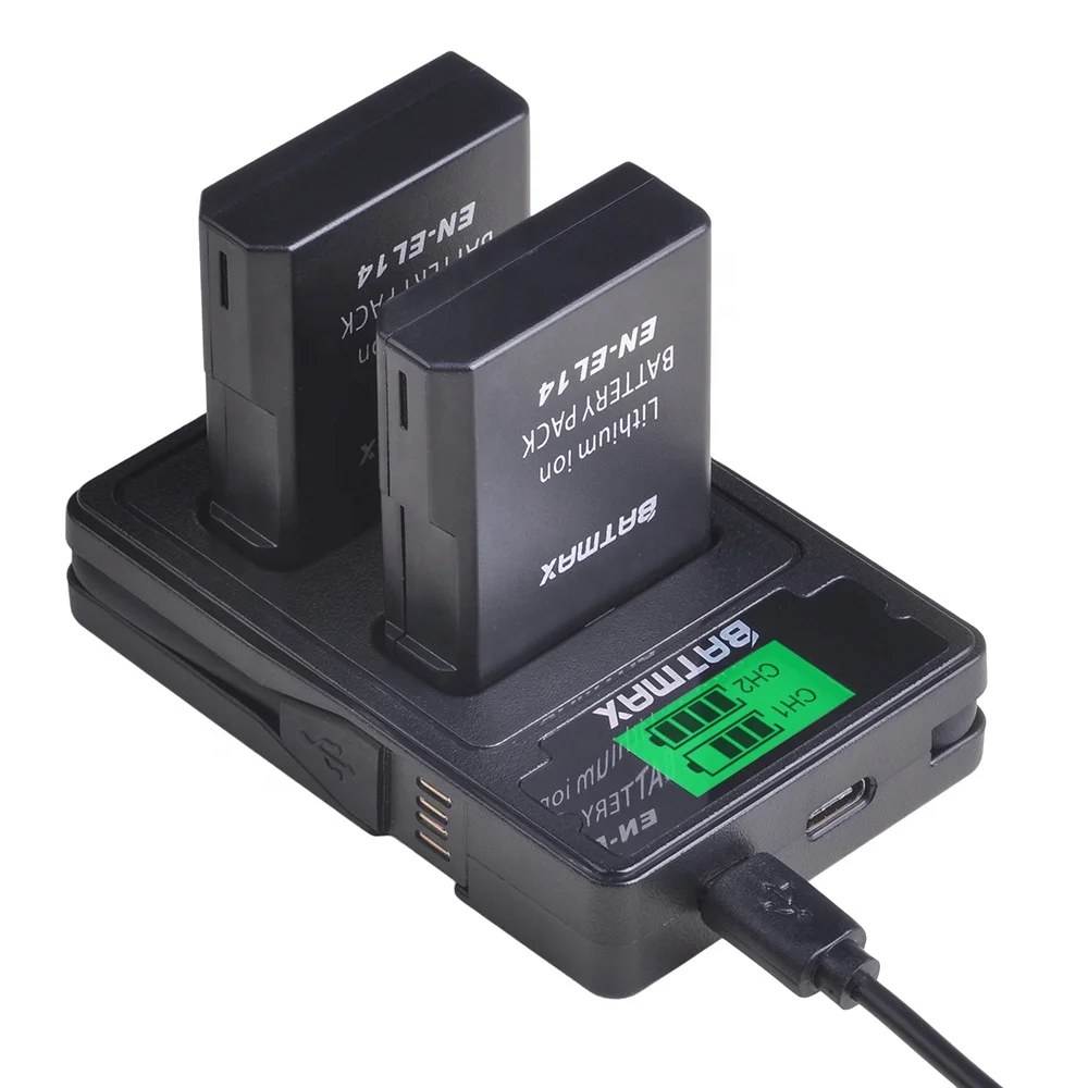 Новый BATMAX EN-EL14 EN-EL14a ENEL14 USB двойное зарядное устройство для Nikon P7700 P7000 P7800 P7100 D3400 D5500 D5300 D5200 D3200 D3300 D5100