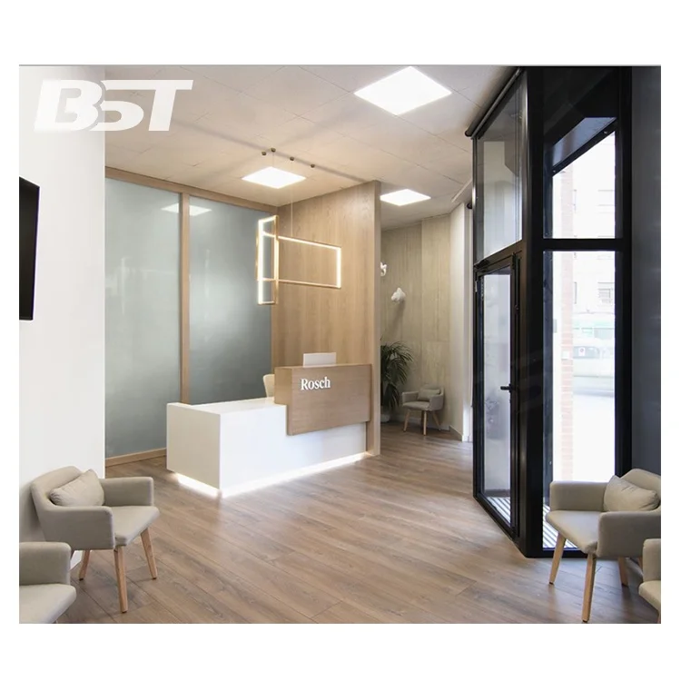 Luxury Design Wooden Decorate Dental Clinic Office Checkout Cashier Cash Counter Desk