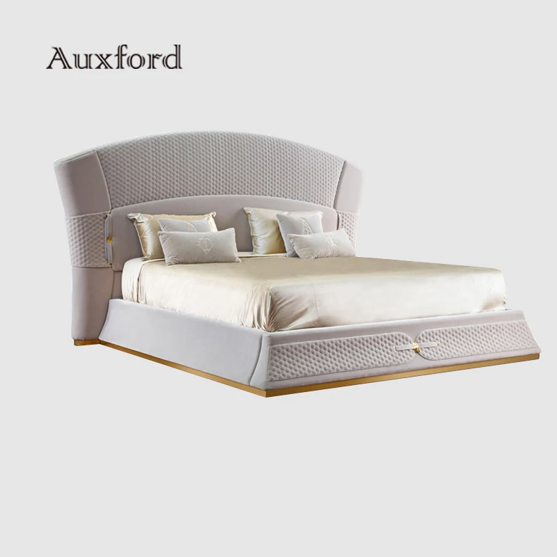Luxury Design Hot Selling Modern Genuine Leather Bed king Size for Big House and Villa Bedroom Furniture