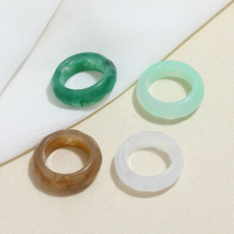 
Simple Resin Crafts Ring Creative Geometric Jade Color Cool And Simple Tail Ring 