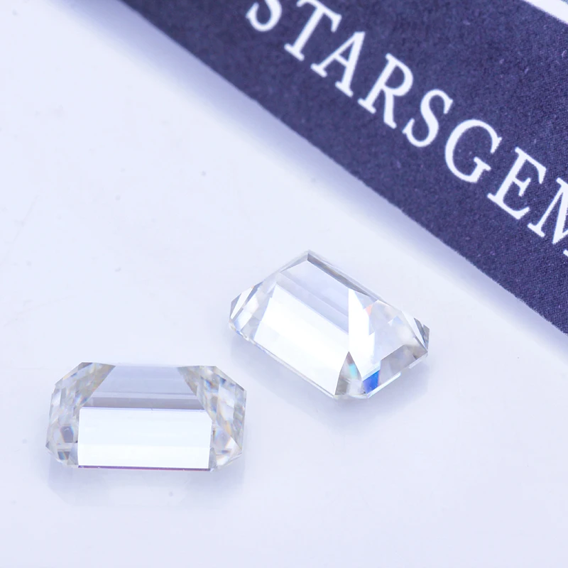 Starsgem moissanite diamond D color 8*10mm Emerald cut pass diamond tester hip hop vvs moissanite color diamond for ring
