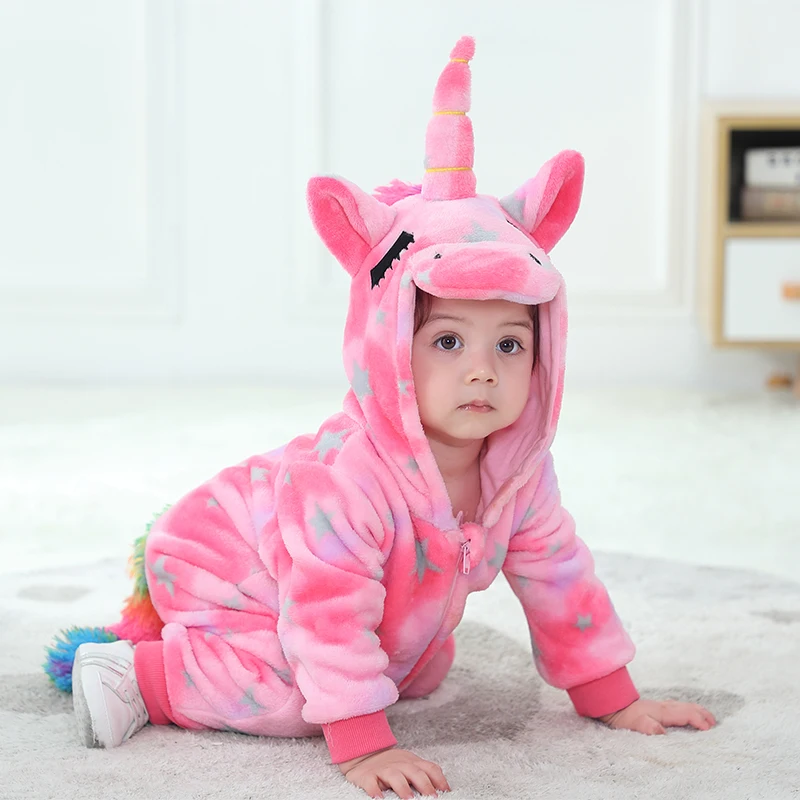 TONWHAR Wholesale kids halloween costume Romper Baby Warm Soft Animal Jumpsuit