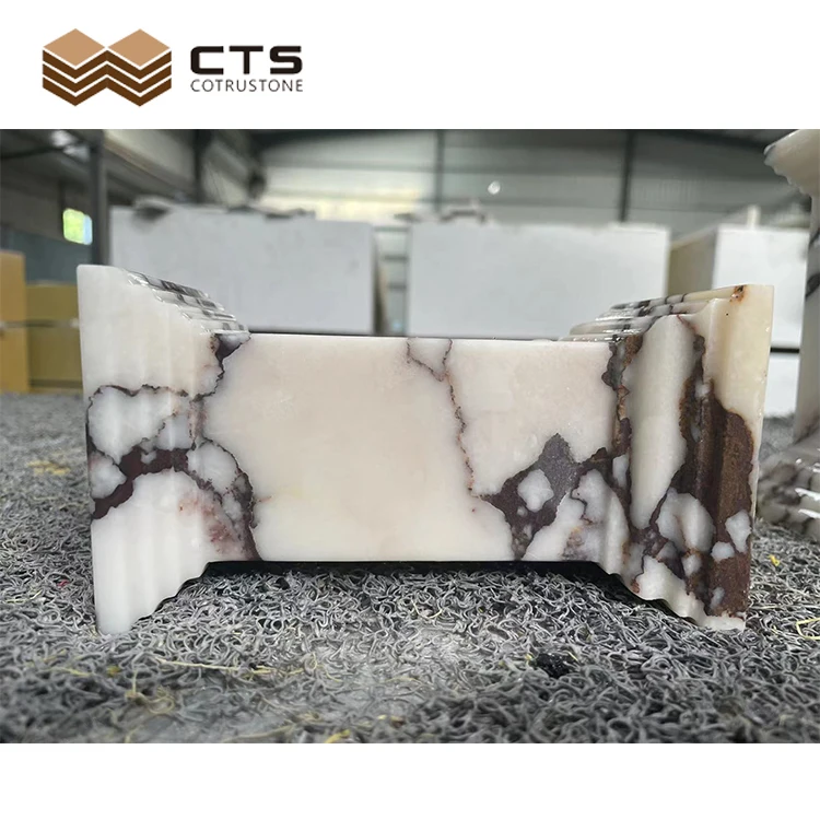 Wholesale Rectangle Calacatta Violet Color Veins Plinth Coffee Table Top Design Marble Plinth
