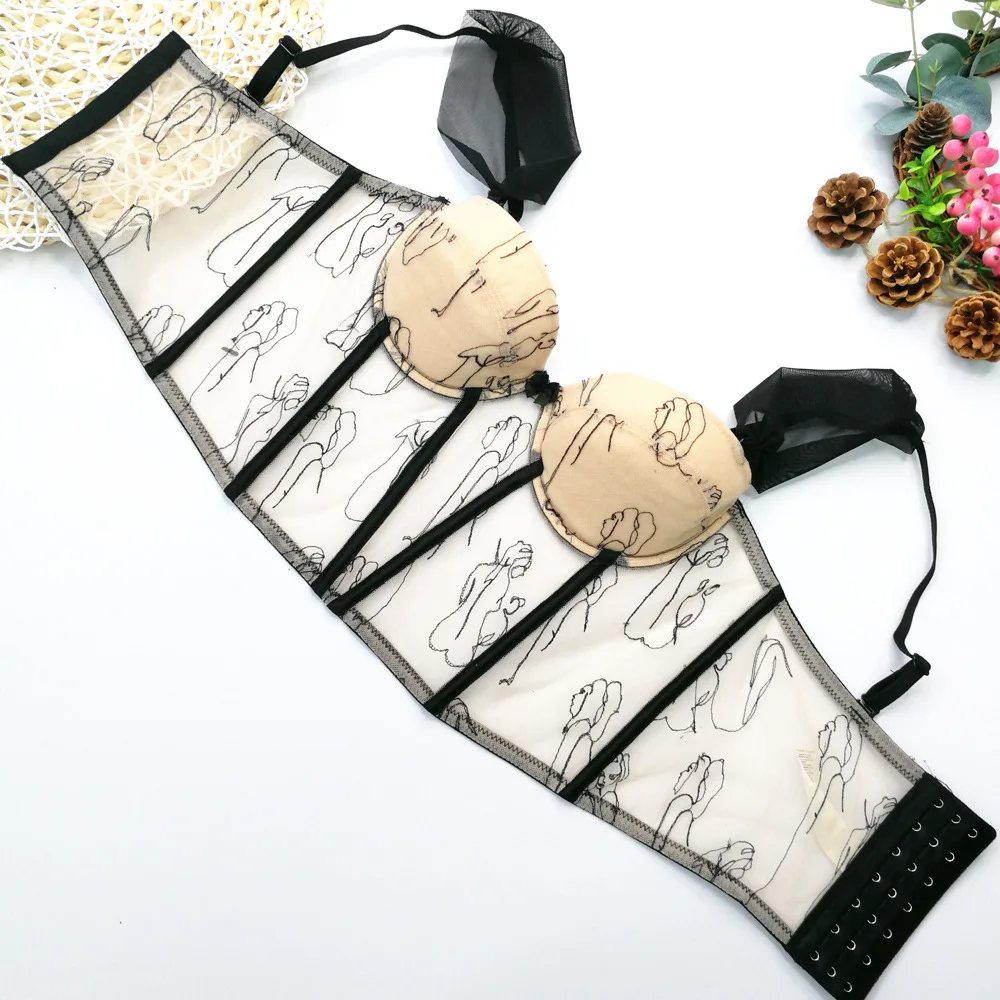 New 2023 Fashion Sexy Trendy Bustier Bra Plus Size Mesh Elegant See Through Transparent Corset Top Camisole Corset