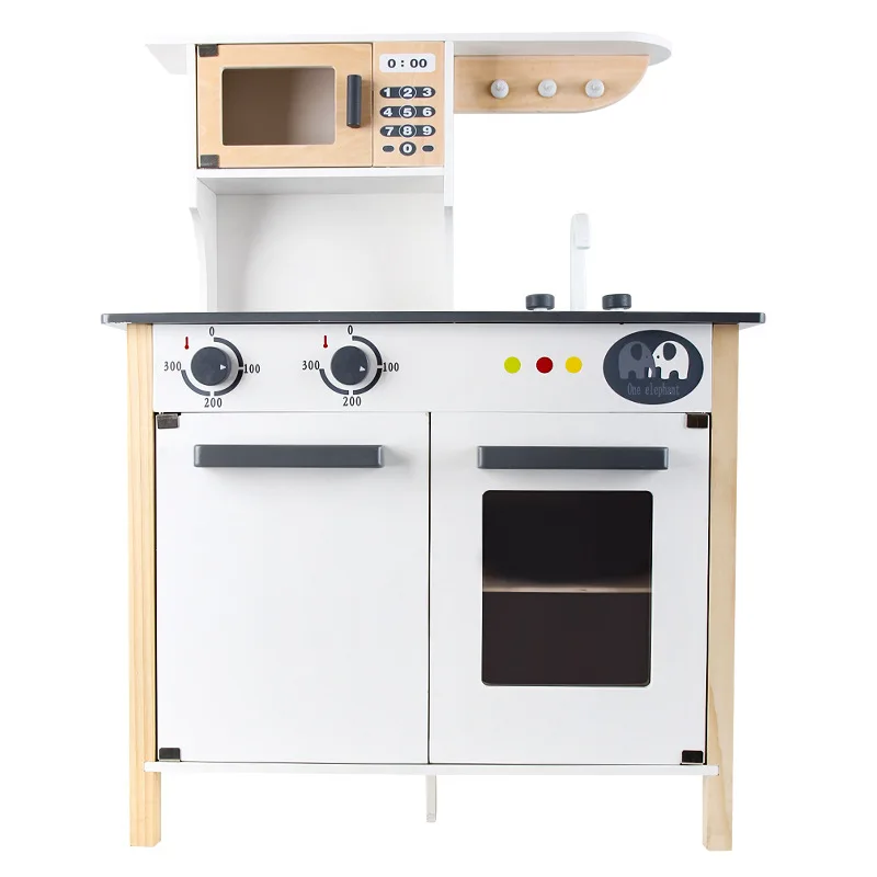 Children Play House Wooden Kitchen Toy Set European Kitchen Boys and Girls Cooking Simulator Kitchen Utensils Gas Stove for Sale