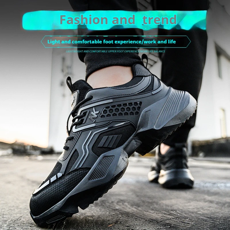 Lightweight Breathable Protective Non Slip Work Training Shoes  Industrial Construction Steel Toe safety shoes for men