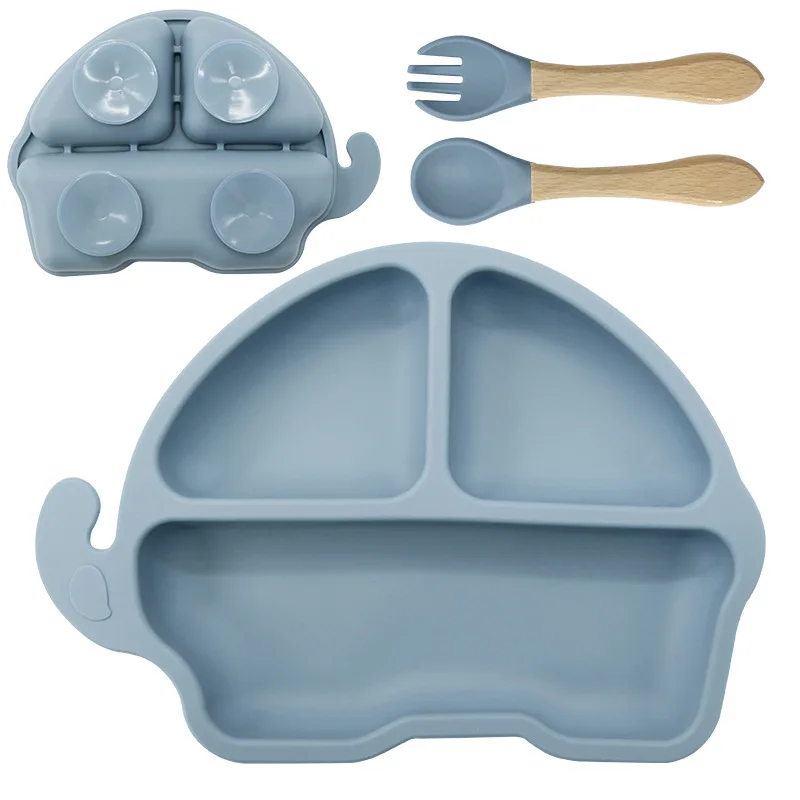 Wholesale Baby Feeding Set Soft Spoon BPA Baby Feeding Spoon Fork Set Utensils Silicone 3 Pcs Baby Set Feeding