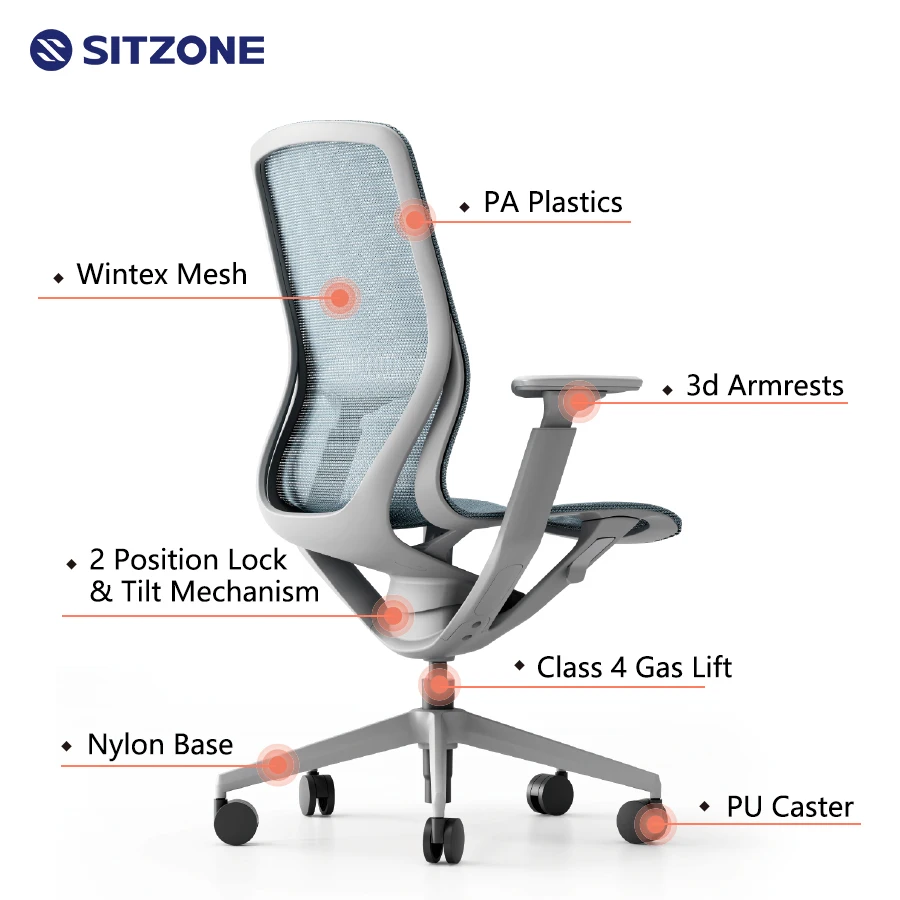 Sitzone Revolving Guest Manager Swivel Ergonomics Mid Back Executive Orthopedic Office Chair Mesh Computer Chair