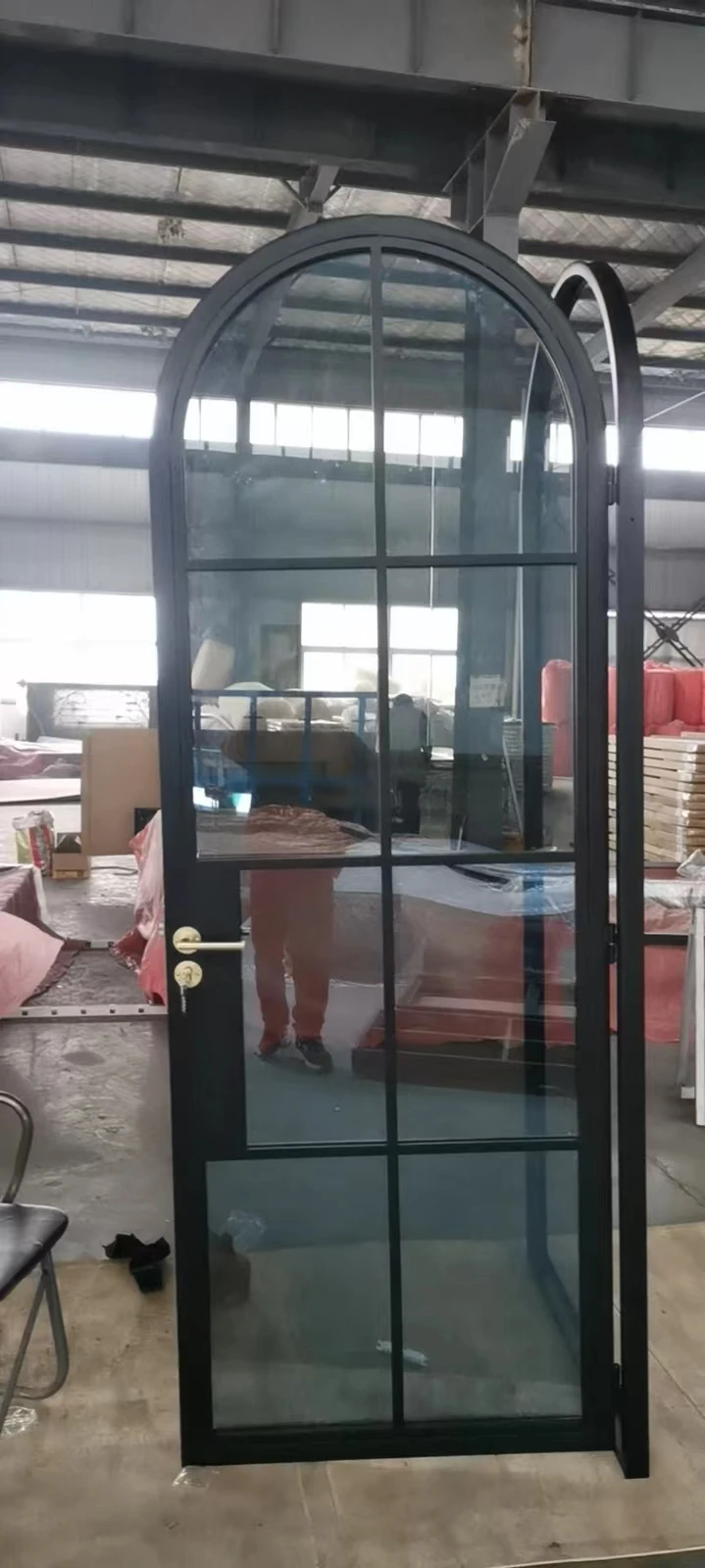 Full arch single front door steel metal entry master doors