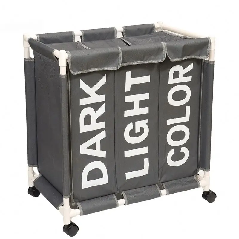 Wire metal 3 tier laundry basket wheels baby  rolling jumbo  plastic laundry basket with wheel and lid and handle