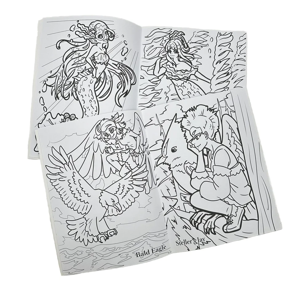 Wholesale Custom Cheap Price Softcover Saddle Stitching Binding Adults Kids Comic Coloring Book Printing