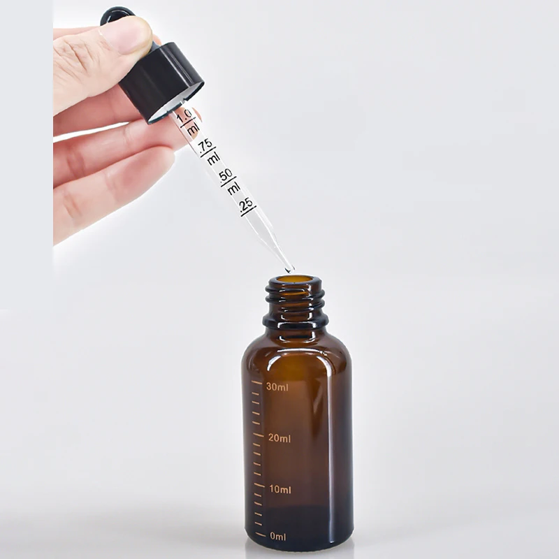 Dropper Bottles with Scale 5ml-100 ml Reagent Eye Drop Amber Glass Aromatherapy  Pipette Bottle Refillable Bottles Travel