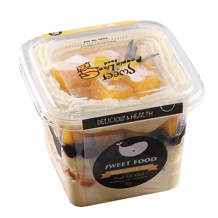 
Dessert shop supplies disposable Square plastic dessert cup Clear Plastic Cake Mousse Cup Tiramisu Contain with PET lid 