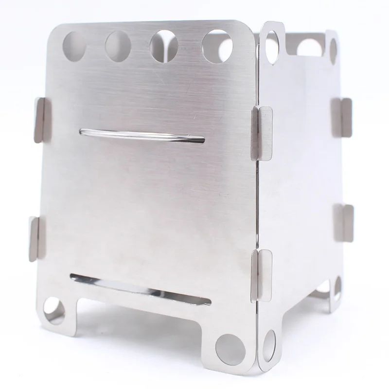 Wood Burner Camping Stove Alcohol Camp Stove Burner Stainless Steel Flatpack Stove for Hiking and Backpacking, Easy Carry