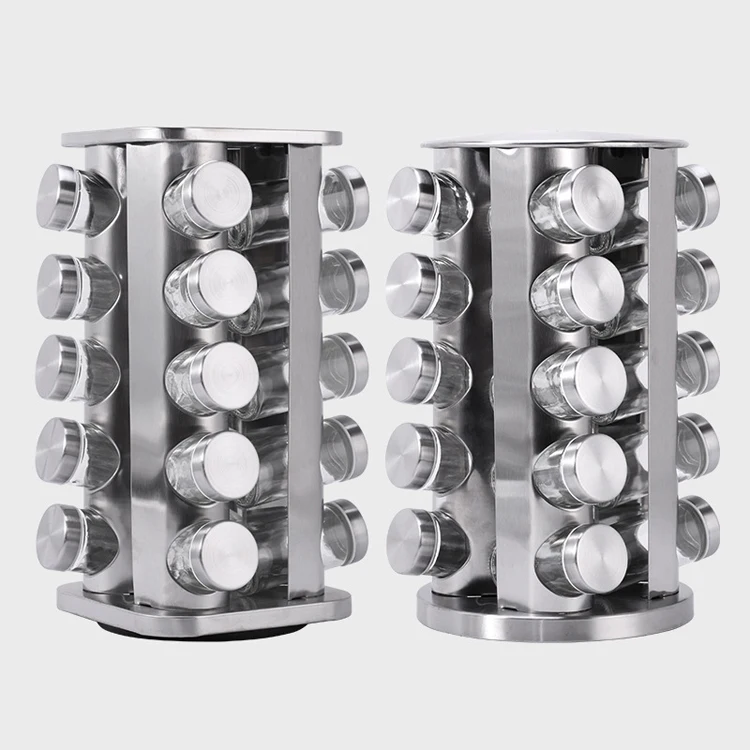 20-Jar Revolving Spice Rack Countertop Spice Rack Tower Organizer for Kitchen Cabinet Seasoning Storage Organization