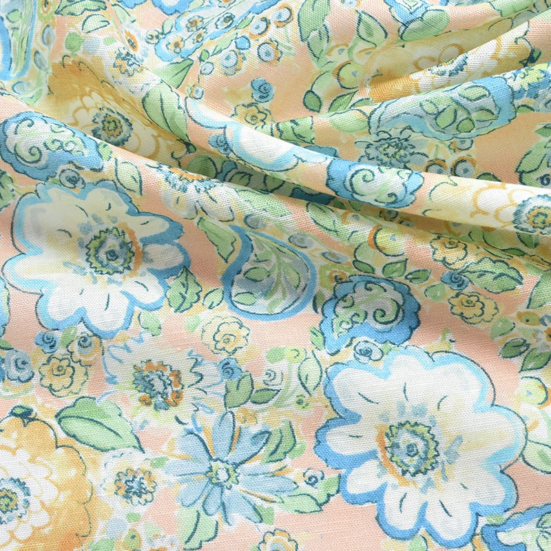 Wholesale Linen Fabric Digital Print Soft Cotton Linen Blend Fabric Floral Printed Cotton Linen Fabric For Clothing Shirts Dress