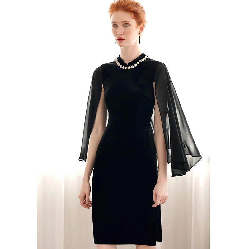 Vintage Modified Cheongsam Velvet gowns for women 2020 New arrives dresses women lady elegant T1815/103