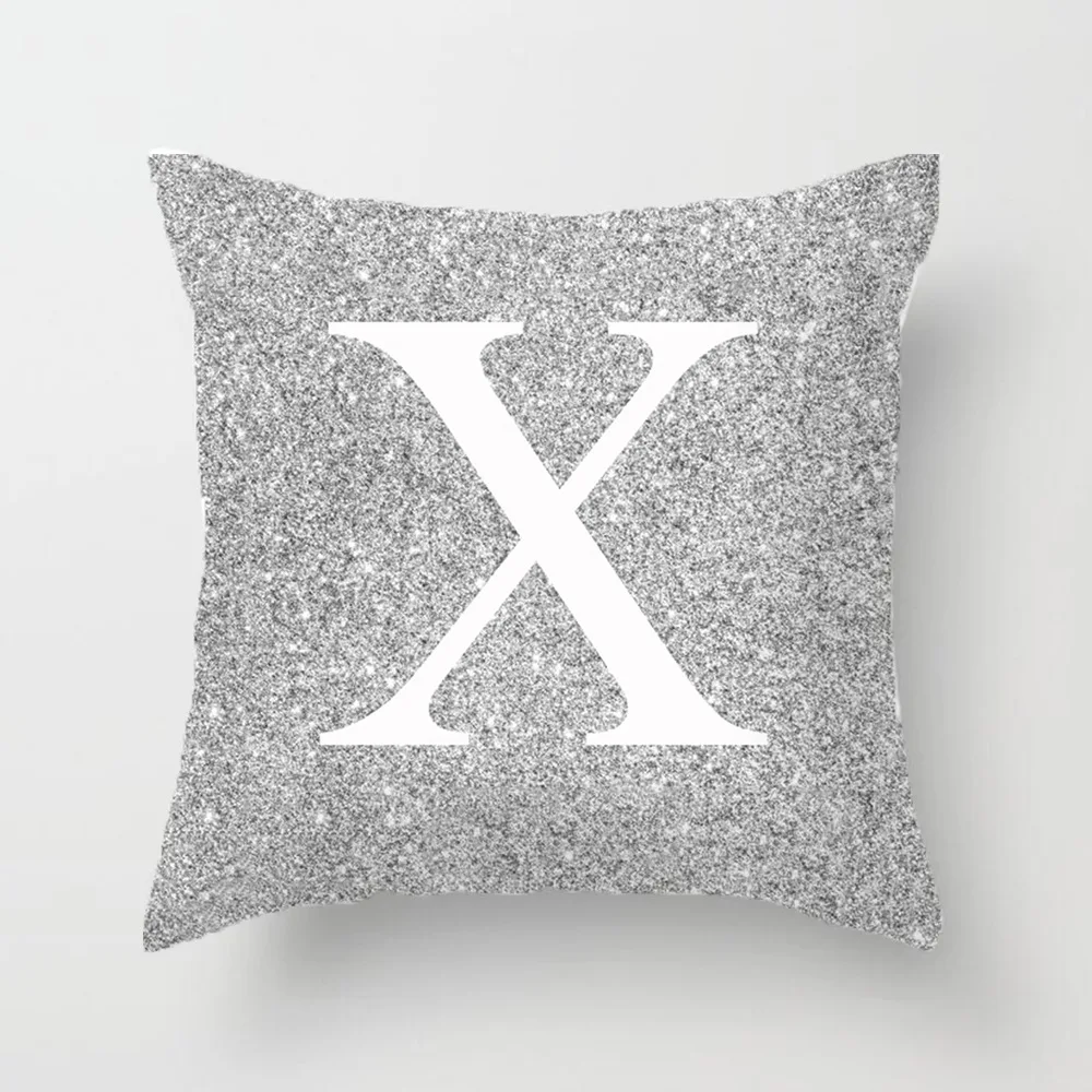 Wholesale Customized Letter Pattern Printed Silver Throw Pillowcase Comfortable Cushion Case For Home Hotel Car