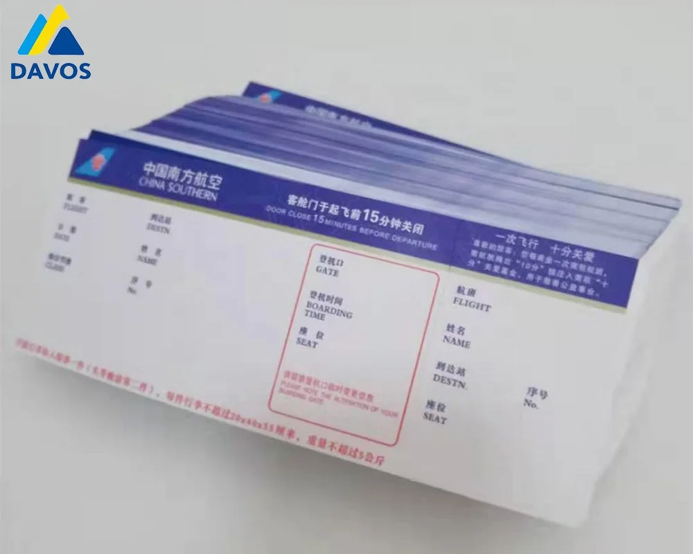 
Customized paper boarding passes for airline ticket 