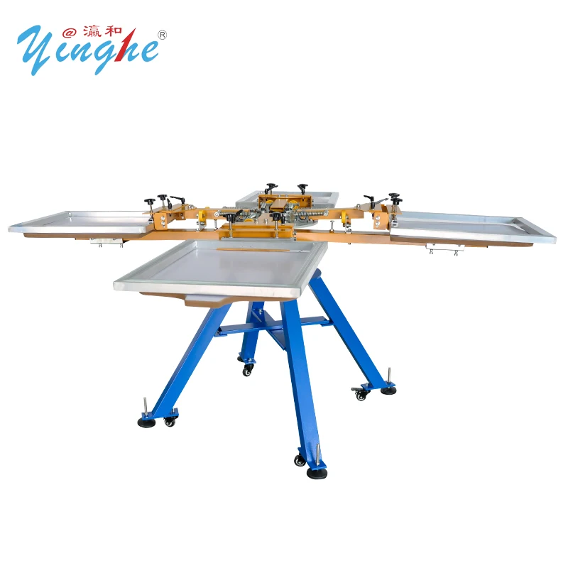 Yinghe Easy Operation Multiple Color Manual T-Shirt Silk Textile Screen Printing Machine 4 Colors 4 Stations Screen Printer