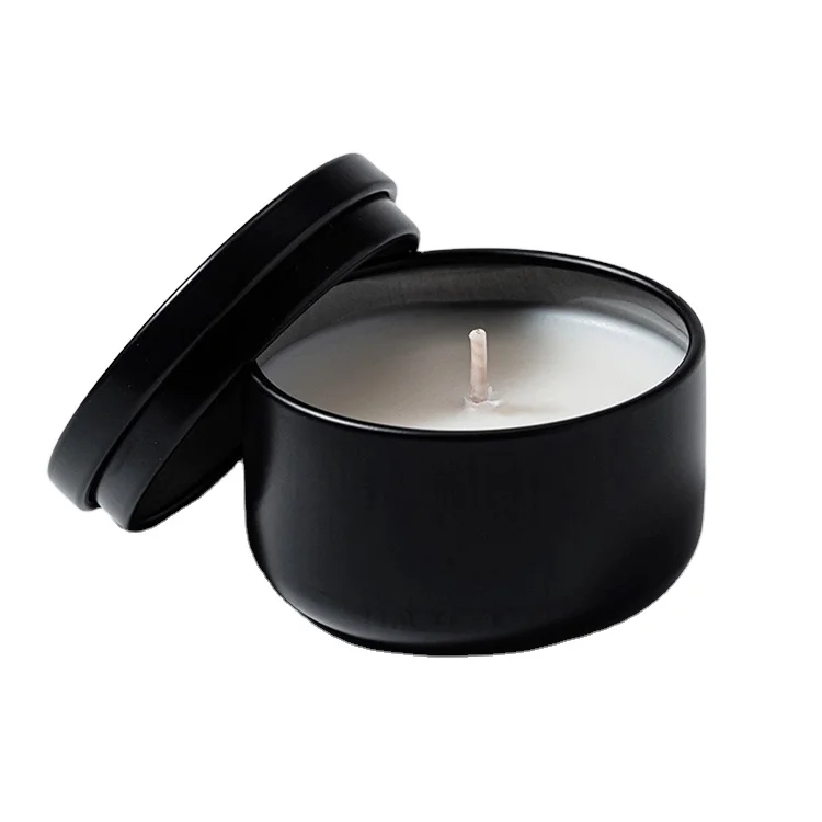 Amazon hot sale Matte Black candle tin 6oz Seamless Candle tin with lid