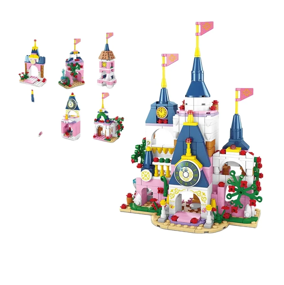 Lele Brother 8776 Princess Beauty Castle 6 in 1 Building Blocks Girls Bricks Toys Palace Model Kids Educational Gift