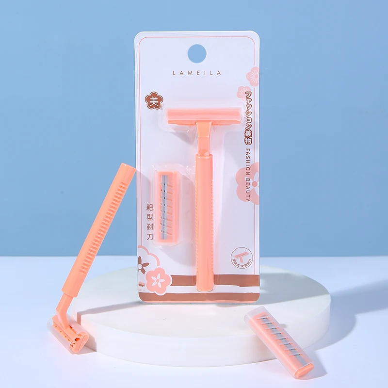 Lameila 2 в 1 бритвенные лезвия с пользовательским логотипом, портативный бритвенный станок для бритья в отеле и ванной комнате, бритвенный станок с двойным лезвием, бритвенный нож A0208