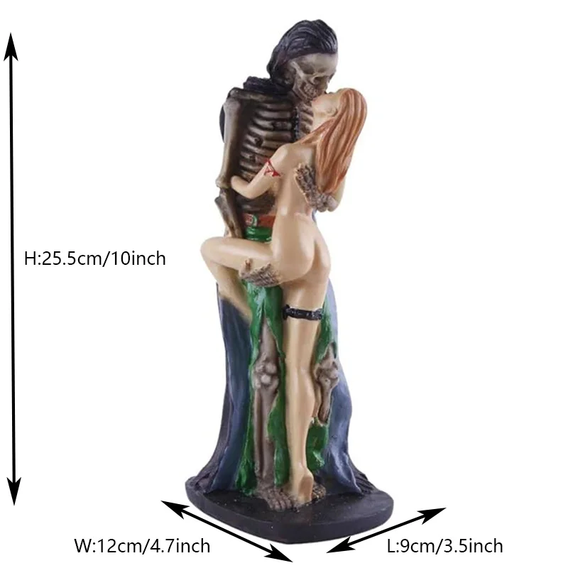 Halloween Party Decor Day Of The Dead Skeleton Statue Resin Skull Ghost Hugging Beauty Sexy Statue