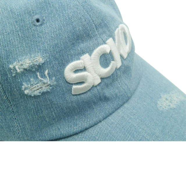 Custom Wash hat jean material baseball cap high quality white 3D embroidery logo sport cap