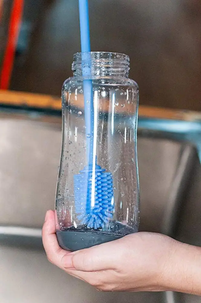 Multifunctional bpa free reusable food grade silicone bottle cleaning brush
