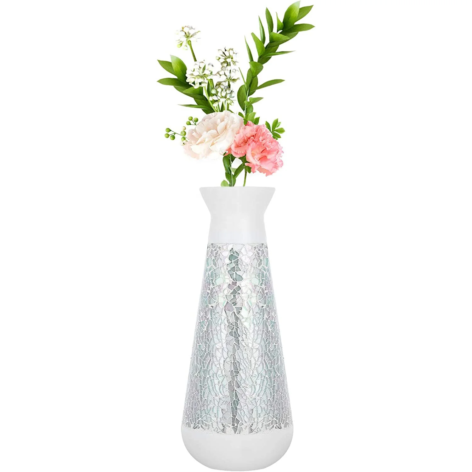 Custom Mosaic Design Decorative Vase Modern Elegant Curved Shaped Office Desktop Living Room Glass Mosaic Resin Vase Flower Vase