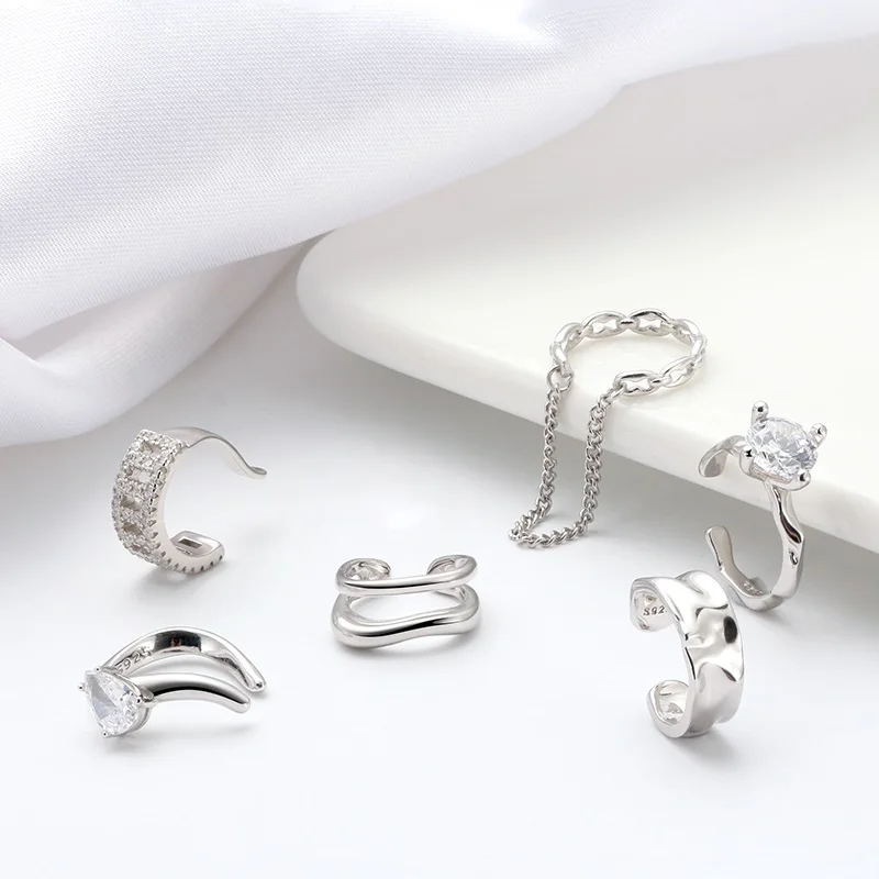 925 Sterling Silver Dainty clip-on earring 18k Gold Plated Ear Clip Waterproof Non Pierced Ear Cuff Earrings For Women