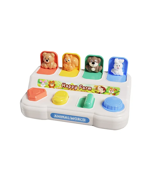 new design Pop Up Animals button game Toy for kids Children Animal Peek-a-boo Machine Game Montessori baby Toys