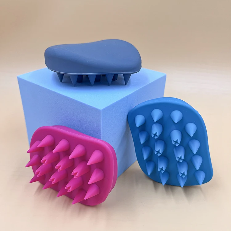 OEM/ODM Silicone Hair Brush Head  Silicone Hair Shampoo Brush Scalp Massager With Hang Hole
