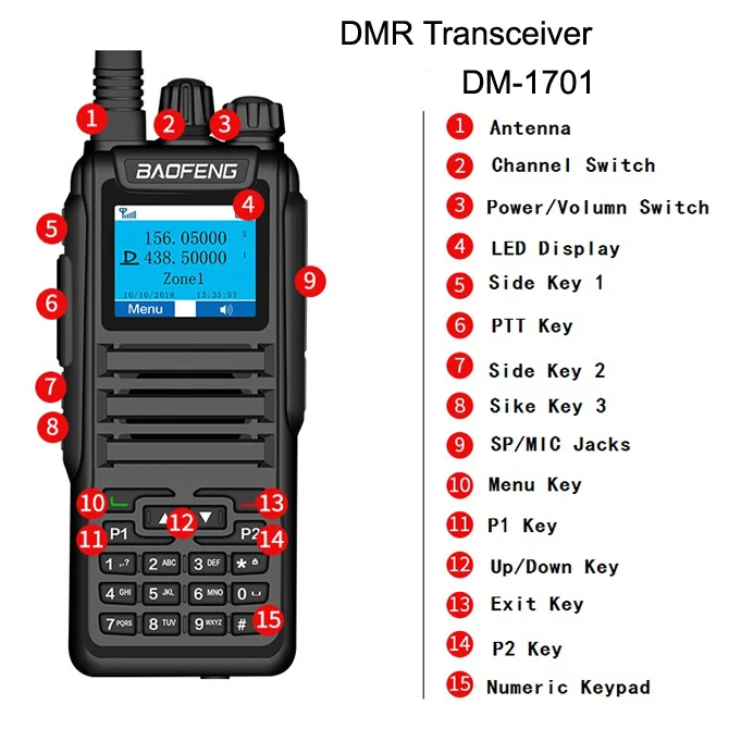 VHF UHF Baofeng DM-1701 двухдиапазонное цифровое двухстороннее радио