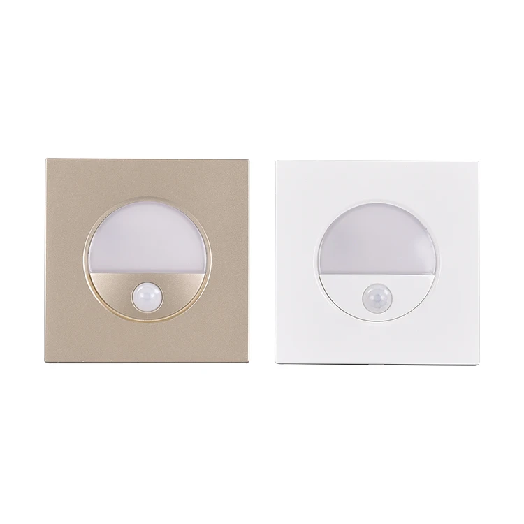 indoor white square 1w PIR sensor foot lamp recessed motion sensor led step stair lights side staircase light