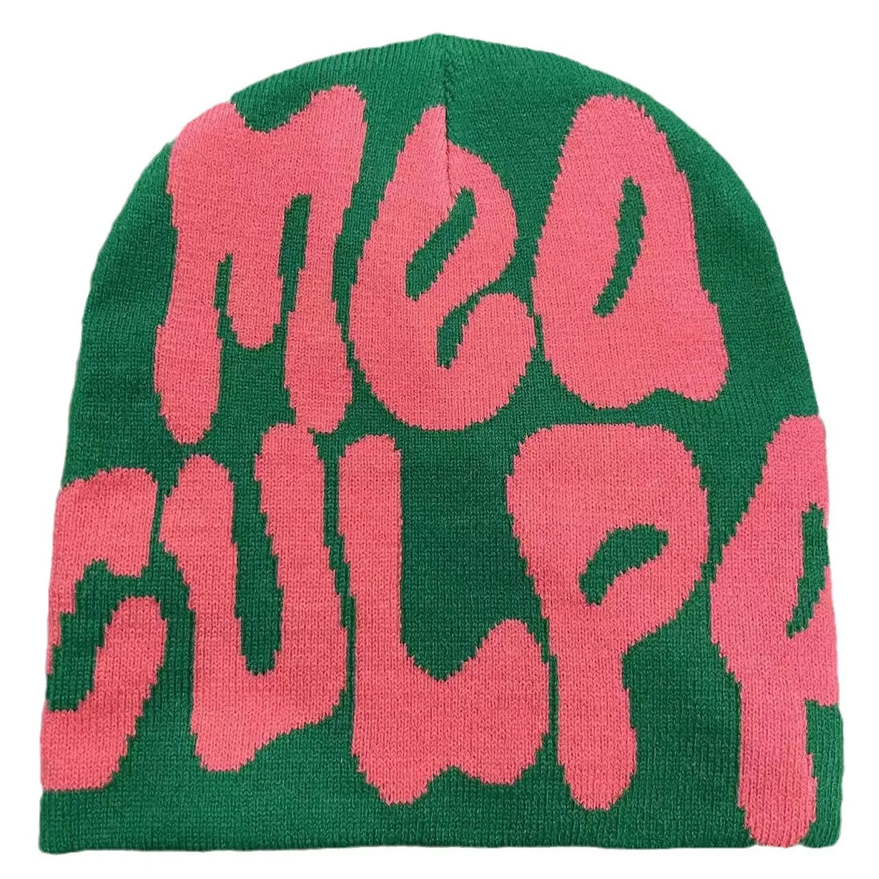 LOW MOQ Wholesale Fashion Design Y2K Acrylic Gravity Visions Beanie All Over Print Jacquard Knit Beanie Hat