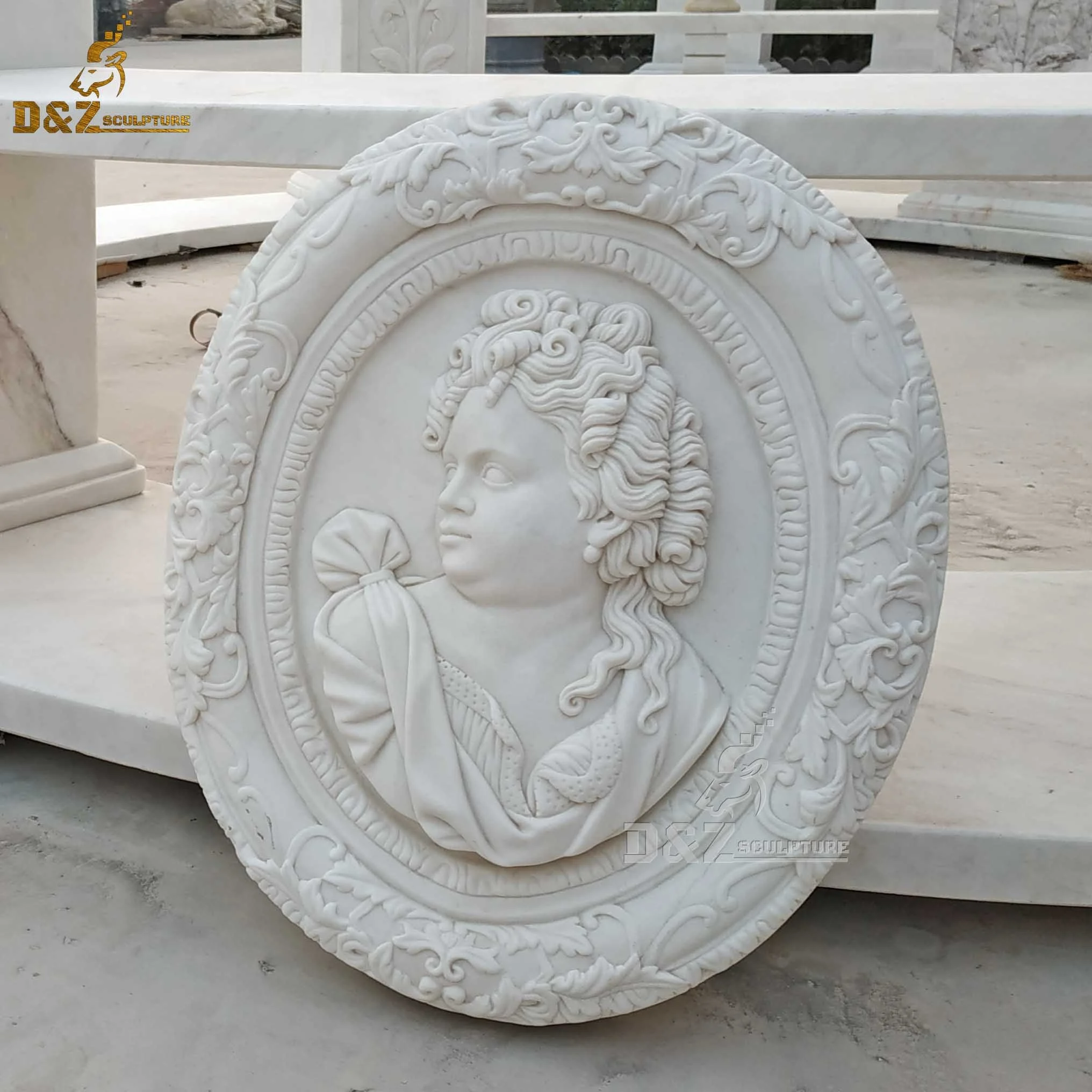 Custom Art Decorative Vivid Hand Carved Natural 3D Stone Marble Relief Sculpture With Flower Carving
