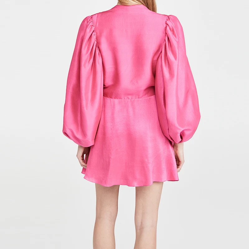 Party Club Lady Skirt Mini 2021 Deep V Neck Pink Club Dress Women Dresses Casual Summer Korean Clothes Dress